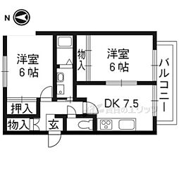 レジデンス四条 2DKの間取図画像