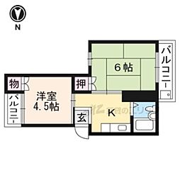 大鳳ハイツ 2DKの間取図画像