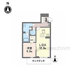 京都市伏見区新町5丁目マンション 1LDKの間取図画像