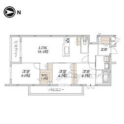 ラ・ポーズ長岡京 3LDKの間取図画像