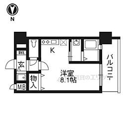 ラナップスクエア京都鴨川 ワンルームの間取図画像
