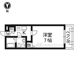 デ・アッシュ西京極 1Kの間取図画像