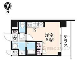 プレサンス京都室町通紫水 1Kの間取図画像
