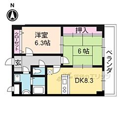 コスモスフローラダイゴ 2LDKの間取図画像