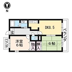 グリーンメドウ洛 2LDKの間取図画像