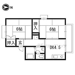レーヴ・ボワA 2DKの間取図画像