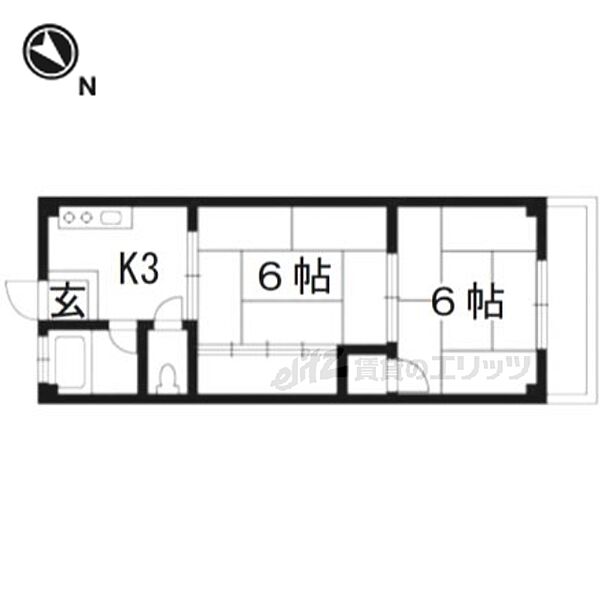 下津ハイツ 203｜京都府京都市伏見区淀下津町(賃貸アパート2K・2階・30.66㎡)の写真 その2