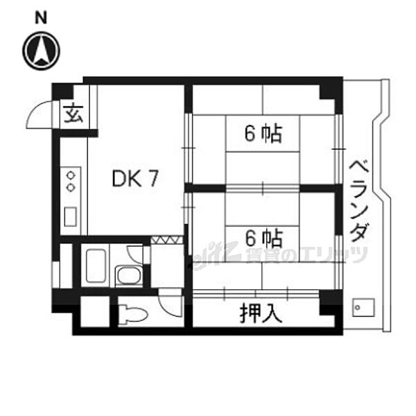 京都府向日市寺戸町北前田(賃貸マンション2DK・4階・40.00㎡)の写真 その2