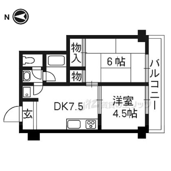 京都府京都市伏見区醍醐大構町(賃貸マンション2DK・6階・43.00㎡)の写真 その2