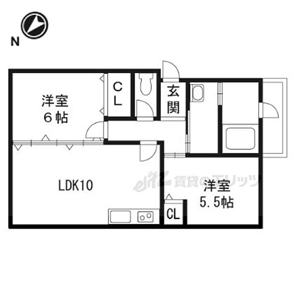 淀団地第一住宅2棟 ｜京都府京都市伏見区納所町(賃貸マンション2LDK・4階・51.93㎡)の写真 その2