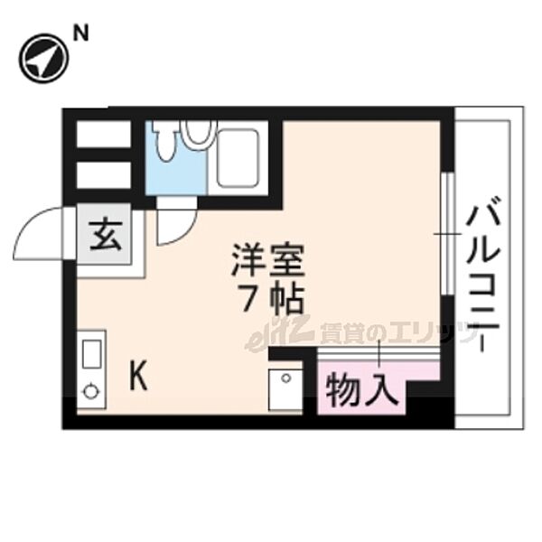 京都府京都市山科区北花山大林町(賃貸マンション1R・5階・24.30㎡)の写真 その2