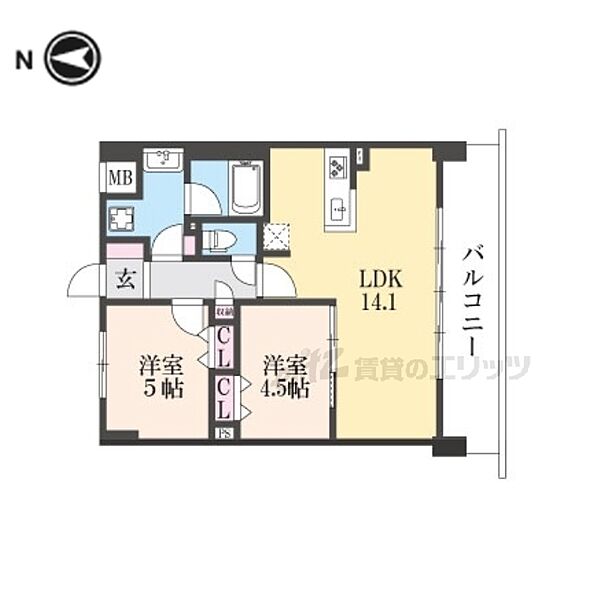 ブランシエスタ山科大塚 603｜京都府京都市山科区大塚中溝(賃貸マンション2LDK・6階・52.86㎡)の写真 その2