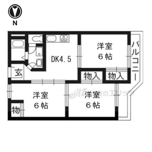 京都府京都市伏見区向島庚申町(賃貸マンション3DK・2階・58.00㎡)の写真 その2