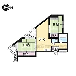 第2ロイヤルハイツ和田 2LDKの間取図画像