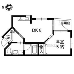 稲荷新風庵 1DKの間取図画像