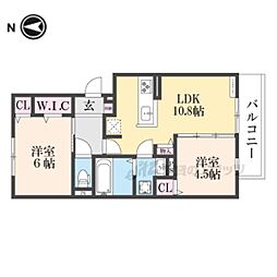 京都市伏見区下鳥羽西柳長町アパート 2LDKの間取図画像