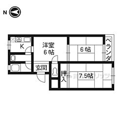 第二大北マンション 2LDKの間取図画像