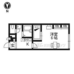 レオパレスヴィルヌーブ醍醐 1Kの間取図画像
