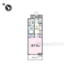 ヒカルサ京田辺大住 1Kの間取図画像