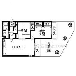 グランピーノ伏見桃山 2LDKの間取図画像