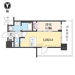 プレサンスTHEKYOTO新町通 1LDKの間取図画像