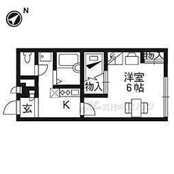 レオパレス一休寺道 1Kの間取図画像