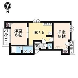 ヴィーノドルチェ 2DKの間取図画像