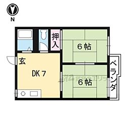 パークハウスウノ 2DKの間取図画像