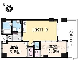エバー・グリーン宇治 2LDKの間取図画像