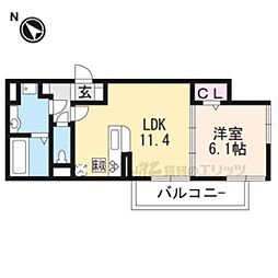 リーブルエール 1LDKの間取図画像