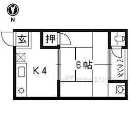 調子荘 1Kの間取図画像