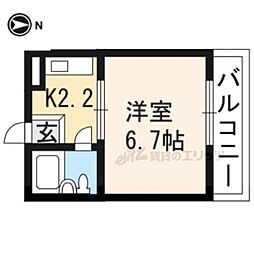 JPアパートメント宇治 1Kの間取図画像