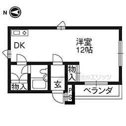 エバグリーンヴィラ小佃 ワンルームの間取図画像