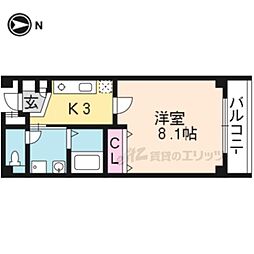 サムスクエア四条大宮Part2 1Kの間取図画像
