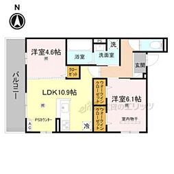 スペチアーレくいな橋 2LDKの間取図画像
