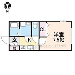 サンラック御陵 1Kの間取図画像