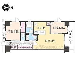 ファインレジデンス京都五条通 2LDKの間取図画像