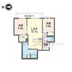 グリーンフィールド桃山 2LDKの間取図画像