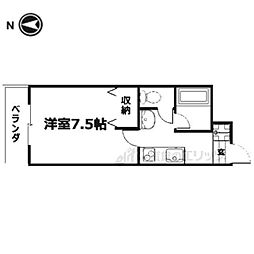 K'sクラブハウス 1Kの間取図画像
