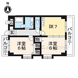 クオーレ名木 2DKの間取図画像