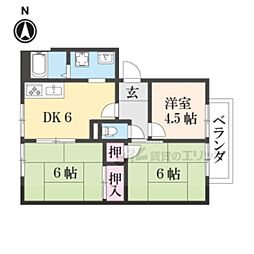 ジュネス山科 3DKの間取図画像
