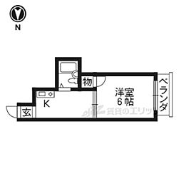 万里小路アベニュー 1Kの間取図画像