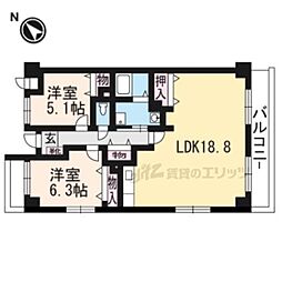 サンハイム井上 2LDKの間取図画像