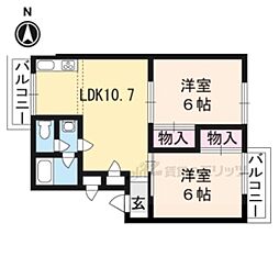 中川ハイツ 2LDKの間取図画像