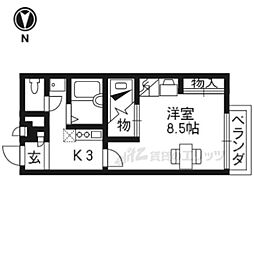 レオパレス五ケ庄2 1Kの間取図画像