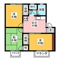 塩入ハイツ 3DKの間取図画像
