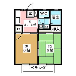 柳町ハイツ 1階2Kの間取り