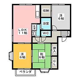 グリーンハイツミヤザワA 3LDKの間取図画像