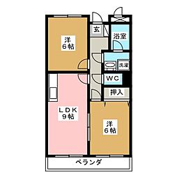 リンピア・ハピネス 2LDKの間取図画像