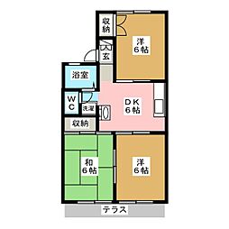 グレース葵B 3DKの間取図画像